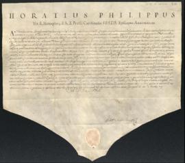 Diploma del vescovo di Osimo cardinale Orazio Filippo Spada